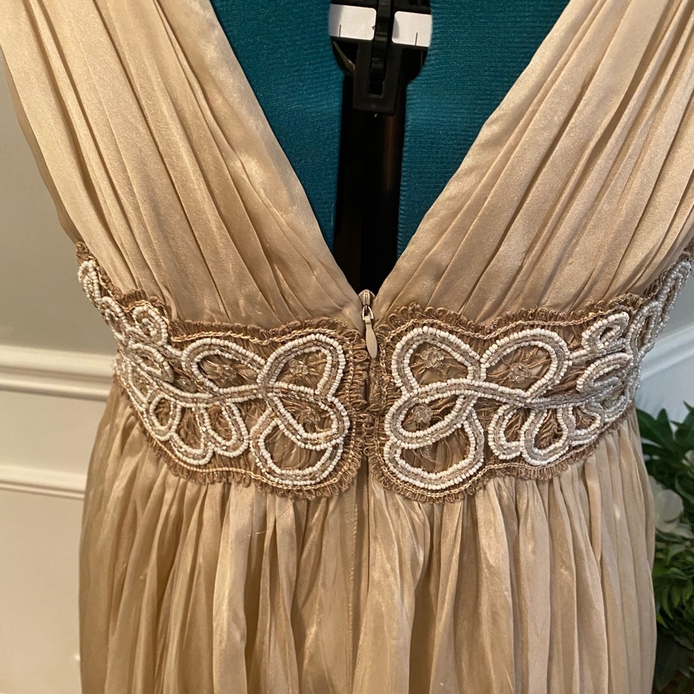 EUC Vintage Melissa Eng Floor Length Champagne Formal Gown - Picture 3 of 6
